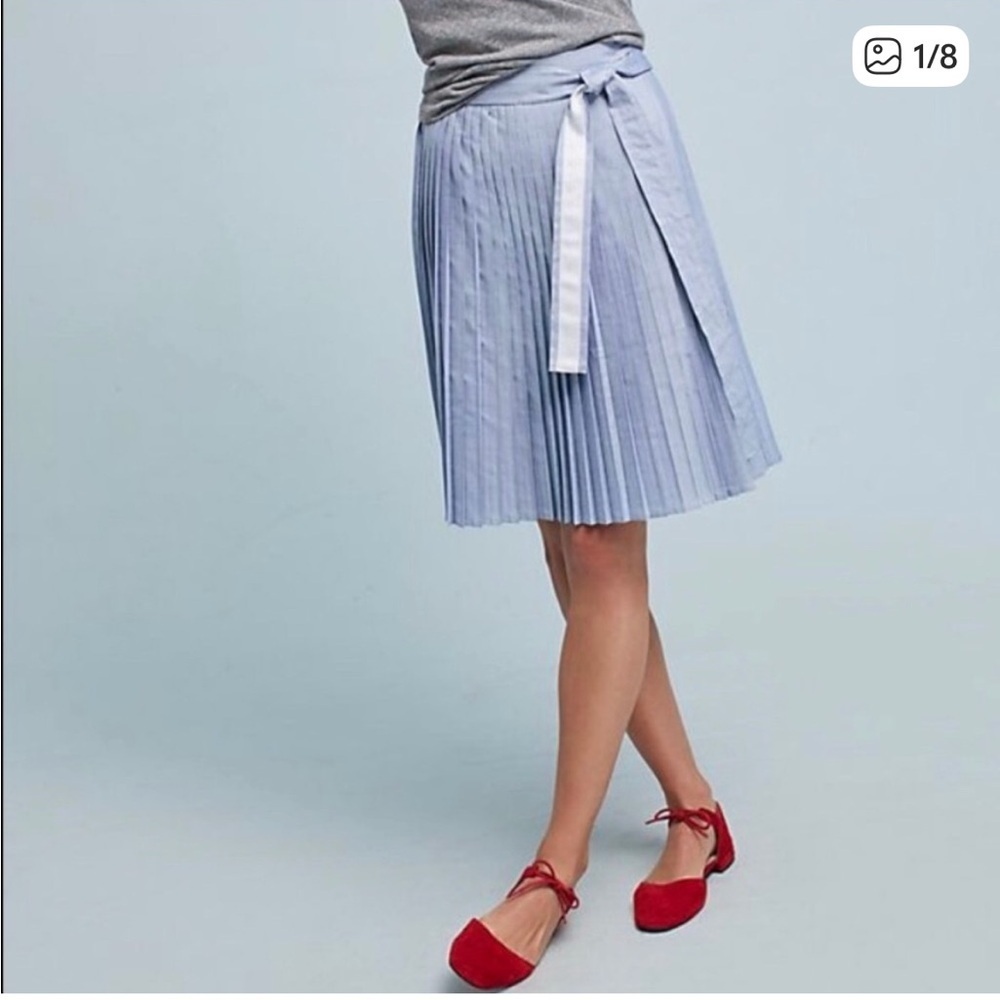 Anthropologie Lili’s Closet Pleated Blue Skirt Size M - Picture 8 of 10